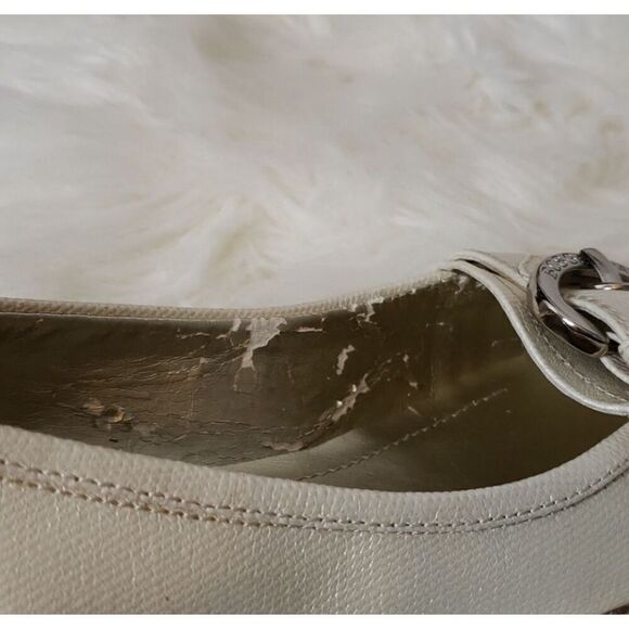 BCBGeneration Flats DINIA Leather Loafer Moccasin Cream Buckle - Picture 7 of 9